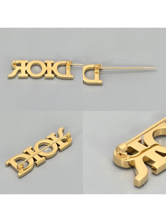 Dior Dioevolution Logo Brooch Crystal Gold - Picture 5 of 8